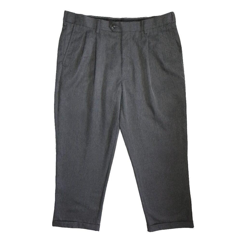 Men's Perry Ellis Portfolio Gray Pleated Work Dress Pants w/ Cuffed Hems 36W 29L